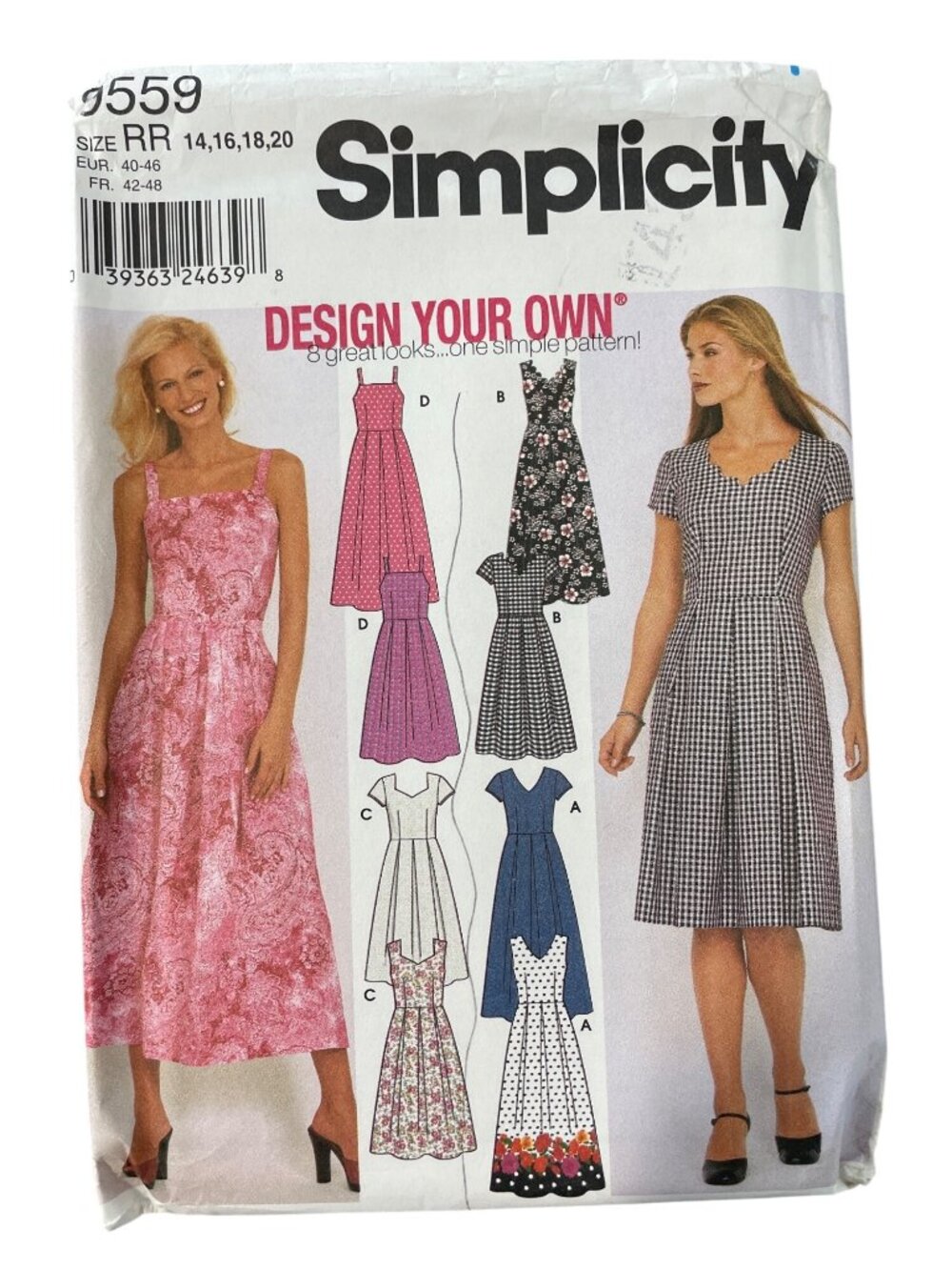 Y2K Simplicity 9559 Sewing Pattern Size RR 14 16 18 20 Miss Petite Dresses UNCUT